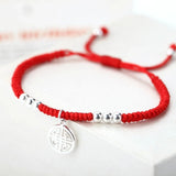 925 Silver Coin Charm Bracelet Red Beaded Bridal Jewelry Gift