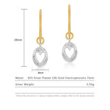 925 Silver Coin Earrings Two Colors Hollow Heart Shape Dangle Earrings