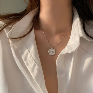 925 Silver Coin Round Card Necklace Vintage Gothic Hot Chain Jewelry