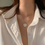 925 Silver Coin Round Card Necklace Vintage Gothic Hot Chain Jewelry