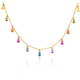 925 Silver Rainbow Zircon Pendant Necklace For Women