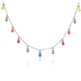 925 Silver Rainbow Zircon Pendant Necklace For Women