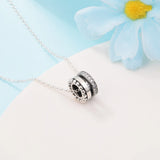 925 Silver Logo Pave Beads Pendant Necklace for Women Jewelry