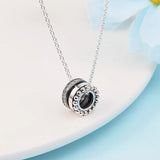 925 Silver Logo Pave Beads Pendant Necklace for Women Jewelry