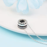 925 Silver Logo Pave Beads Pendant Necklace for Women Jewelry