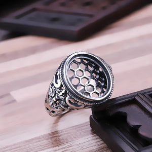 925 Silver Adjustable Ring Blanks Oval Turquoise Rings Settings