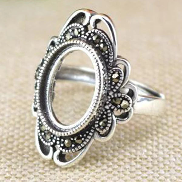 925 Silver Adjustable Ring Blanks Base DIY 10*14mm Turquoise Settings
