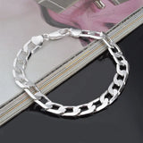 925 Sterling Silver Bracelet Sideways Silver Bracelet Men&Women Jewelry
