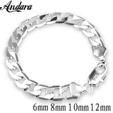 925 Sterling Silver Bracelet Sideways Silver Bracelet Men&Women Jewelry
