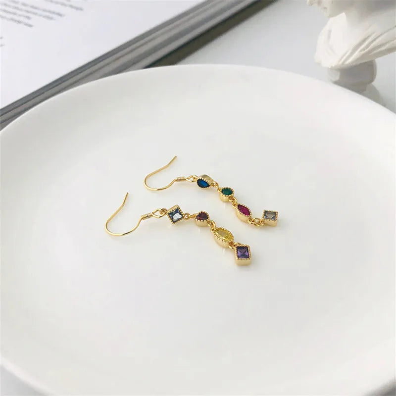 925 Silver Crystal Tassel Earrings Women Wedding Jewelry