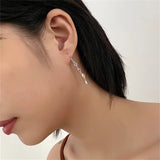 925 Silver Crystal Tassel Earrings Women Wedding Jewelry