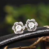 925 Silver Ear Stud Earrings Blank 6-8MM Round Base Women