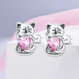 925 Silver Earrings Heart Feather Flower Zircon Wedding Party
