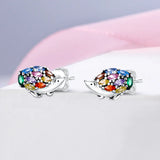 925 Silver Earrings Heart Feather Flower Zircon Wedding Party