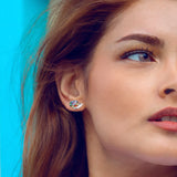 925 Silver Earrings Heart Feather Flower Zircon Wedding Party