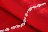 925 Sterling Silver Hollow Pendant Bracelet with Chain Women Bangle Gift