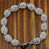 925 Sterling Silver Hollow Pendant Bracelet with Chain Women Bangle Gift