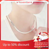 925 Silver Necklace Flat Snake Link Chain Unisex Lobster Clasp Collar