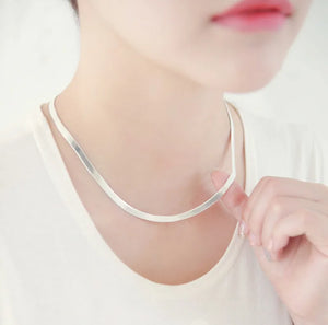 925 Silver Necklace Unisex Snake Link Chain Collar Lobster Clasp Women Jewelry