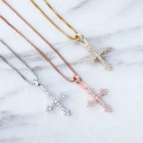 925 Silver Bling Zircon Cross Pendant Necklaces Hip hop Jewelry