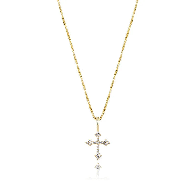 925 Silver Bling Zircon Cross Pendant Necklaces Hip hop Jewelry