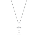 925 Silver Bling Zircon Cross Pendant Necklaces Hip hop Jewelry