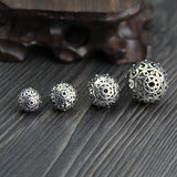 925 Silver Hollow Spacer Beads Charm Ball Bracelet Jewelry Findings