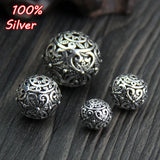 925 Silver Hollow Spacer Beads Charm Ball Bracelet Jewelry Findings