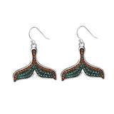 925 Silver Fish Tail Earrings with Zircon Inlay