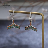 925 Silver Fish Tail Earrings with Zircon Inlay