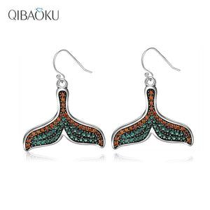 925 Silver Fish Tail Earrings with Zircon - Elegant Fashion Jewelry