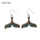 925 Silver Fish Tail Earrings with Zircon - Elegant Fashion Jewelry