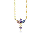 925 Silver Zircon Crown Necklace Vintage Jewelry for Women