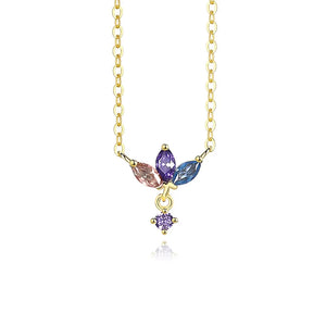 925 Silver Zircon Crown Necklace Vintage Jewelry for Women