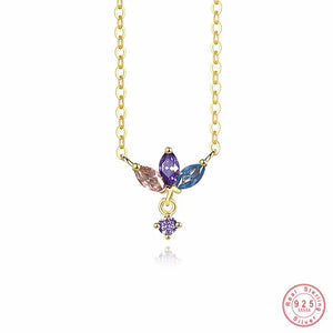 925 Silver Zircon Crown Necklace Vintage Jewelry for Women