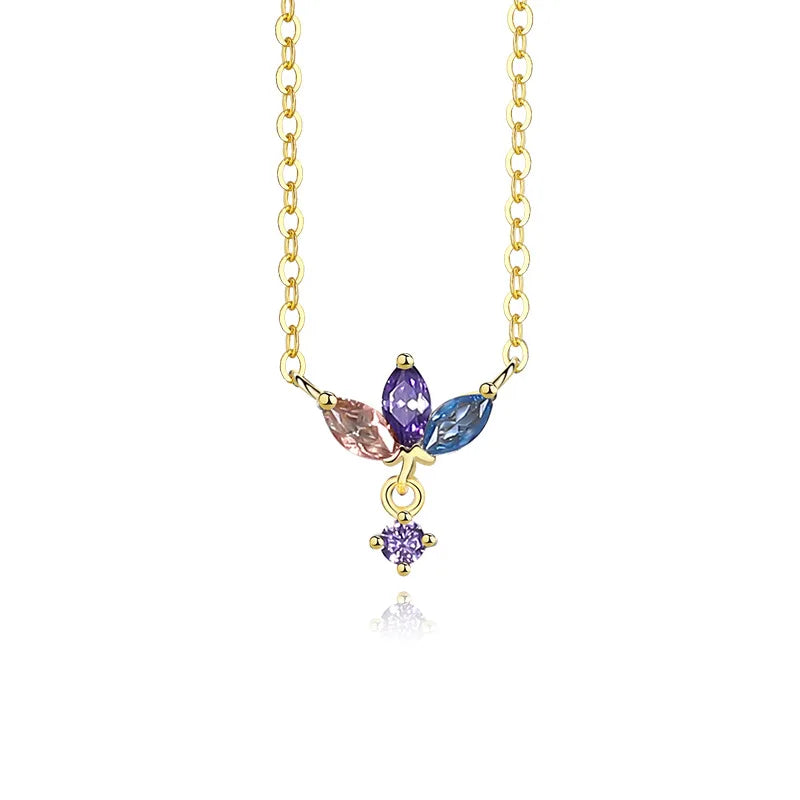 925 Silver Zircon Crown Necklace Vintage Jewelry for Women