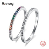 925 Sterling Silver Colored Zircon Thin Rings for Women