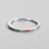 925 Sterling Silver Colored Zircon Thin Rings for Women