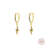925 Silver Zircon Lightning Drop Earrings Wedding Jewelry