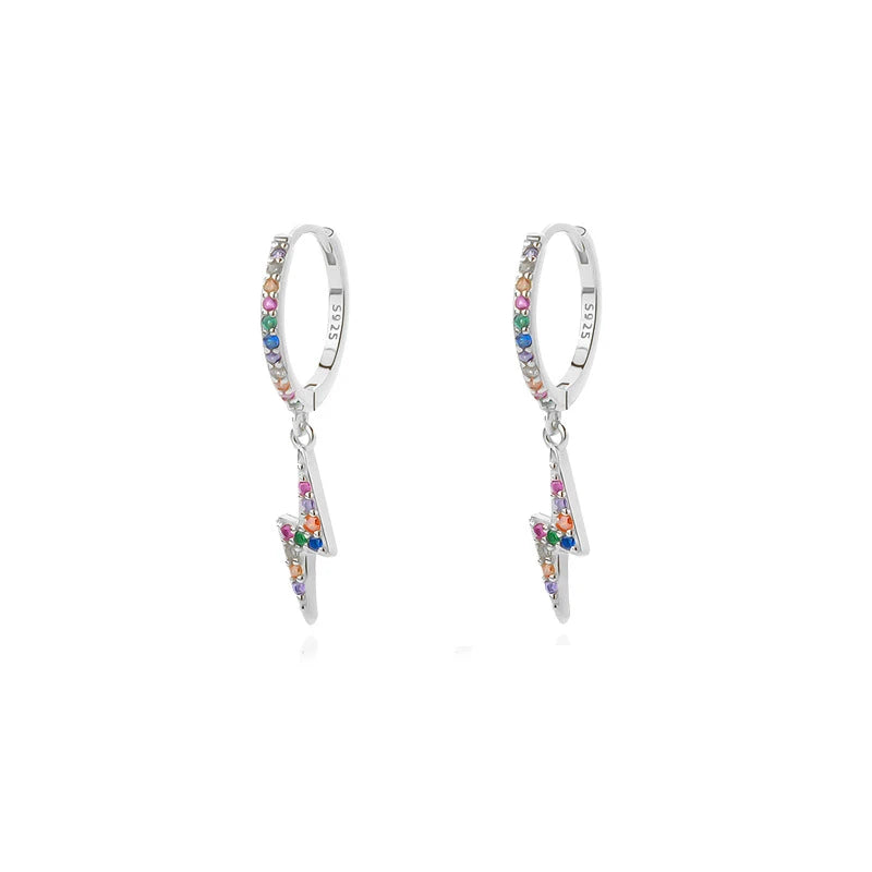 925 Silver Zircon Lightning Drop Earrings Wedding Jewelry