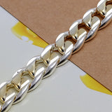 925 Silver Colorful 10MM Cuban Chain Bracelet Wedding Charm Gift