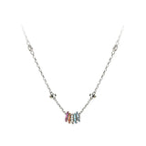 925 Silver Colorful Circle Pendant Necklace for Women Girls