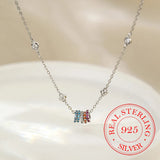 925 Silver Colorful Circle Pendant Necklace for Women Girls
