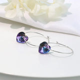 925 Silver Crystal Heart Drop Earrings Wedding Jewelry