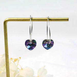 925 Silver Crystal Heart Drop Earrings Wedding Jewelry