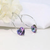 925 Silver Crystal Heart Drop Earrings Wedding Jewelry