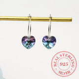 925 Silver Crystal Heart Drop Earrings Wedding Jewelry