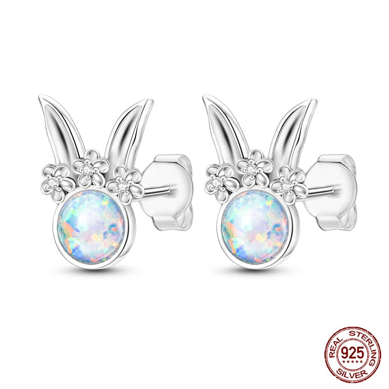 925 Silver Colorful Feather Earrings Mini Elf Butterfly Star Moon Ear Studs