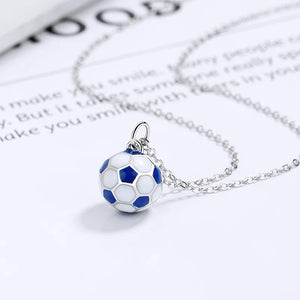925 Silver Football Pendant Choker Necklace Colorful for Women