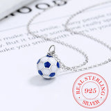 925 Silver Football Pendant Choker Necklace Colorful for Women